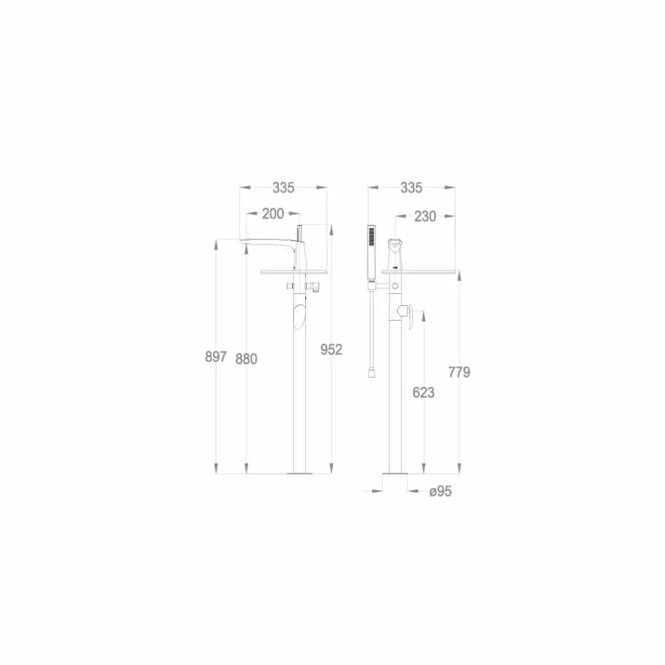 Misturador para banheira em latão do Made Italy Design - Benello Viadurini