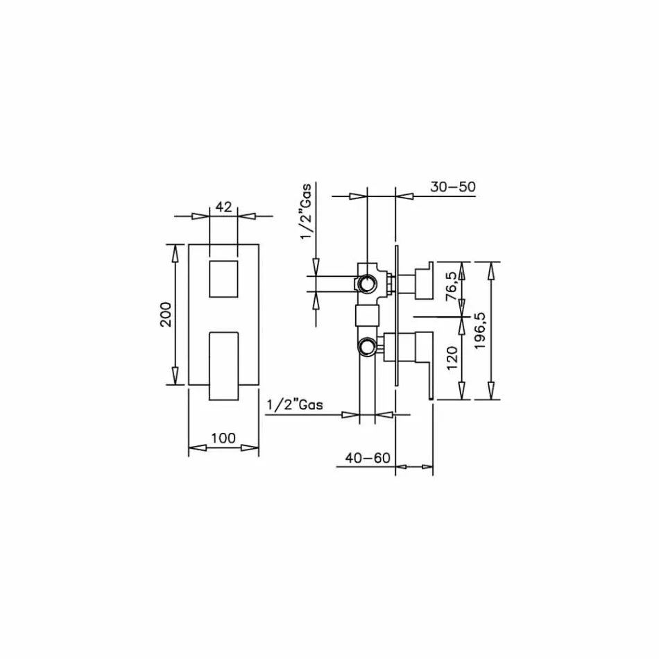 Made in Italy Design Mixer 3-Way para chuveiro - Bibo Viadurini
