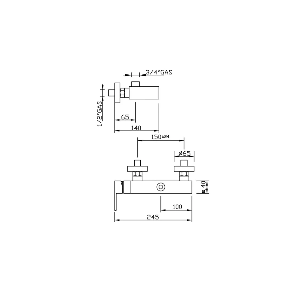 Misturador de chuveiro externo de design em latão feito na Itália - Bibo Viadurini