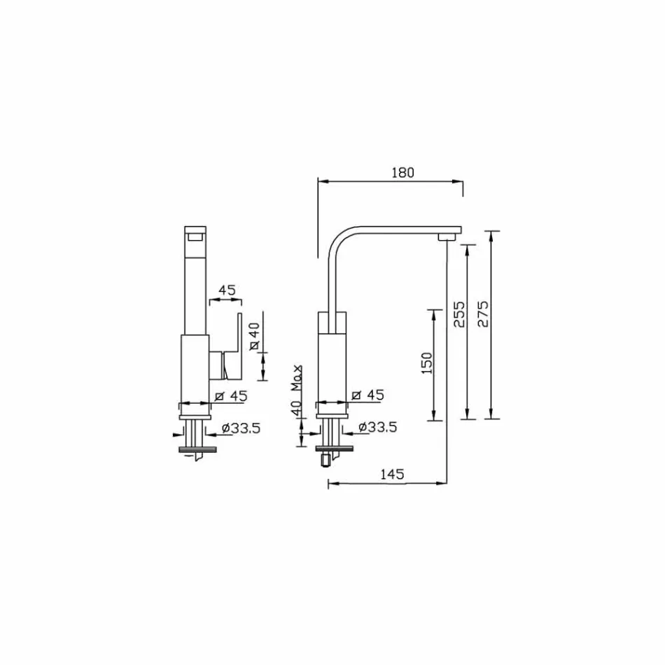 Misturador para bacia de bico alto sem dreno Fabricado na Itália - Panela Viadurini