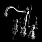 Misturador moderno para pia de banheiro de latão com três furos feito na Itália - Binsu Viadurini