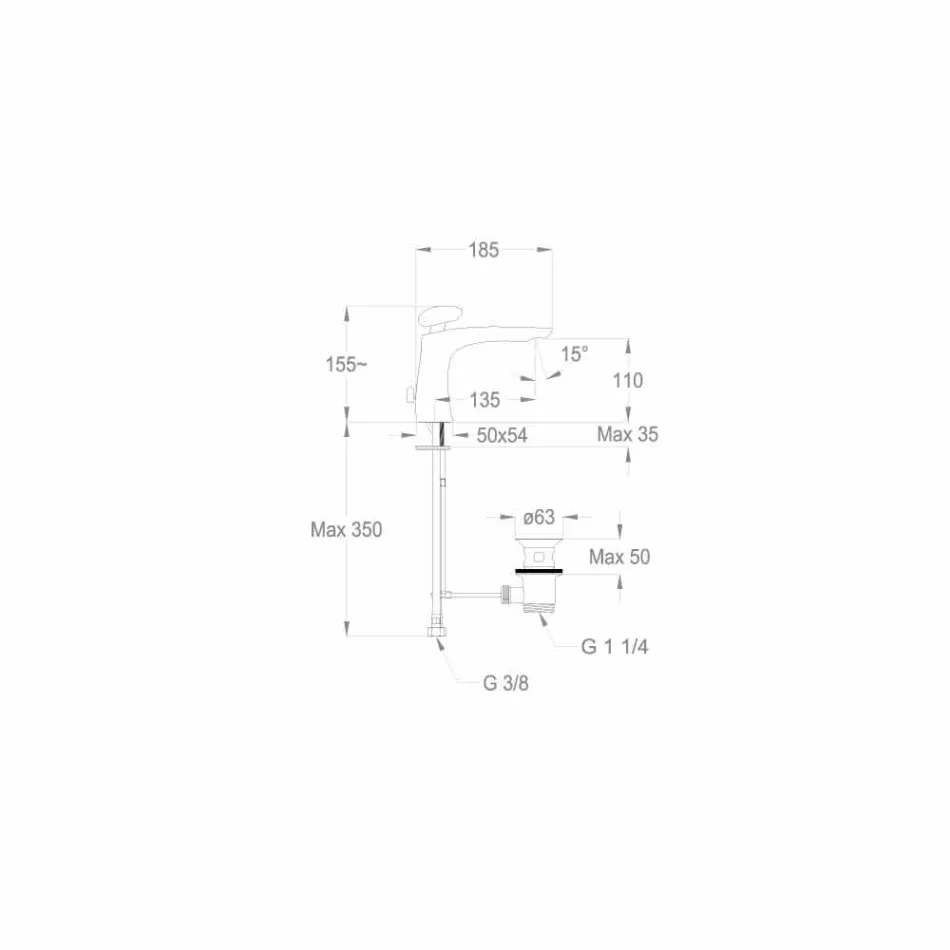 Misturador moderno para pia de banheiro de latão feito na Itália - Besugo Viadurini