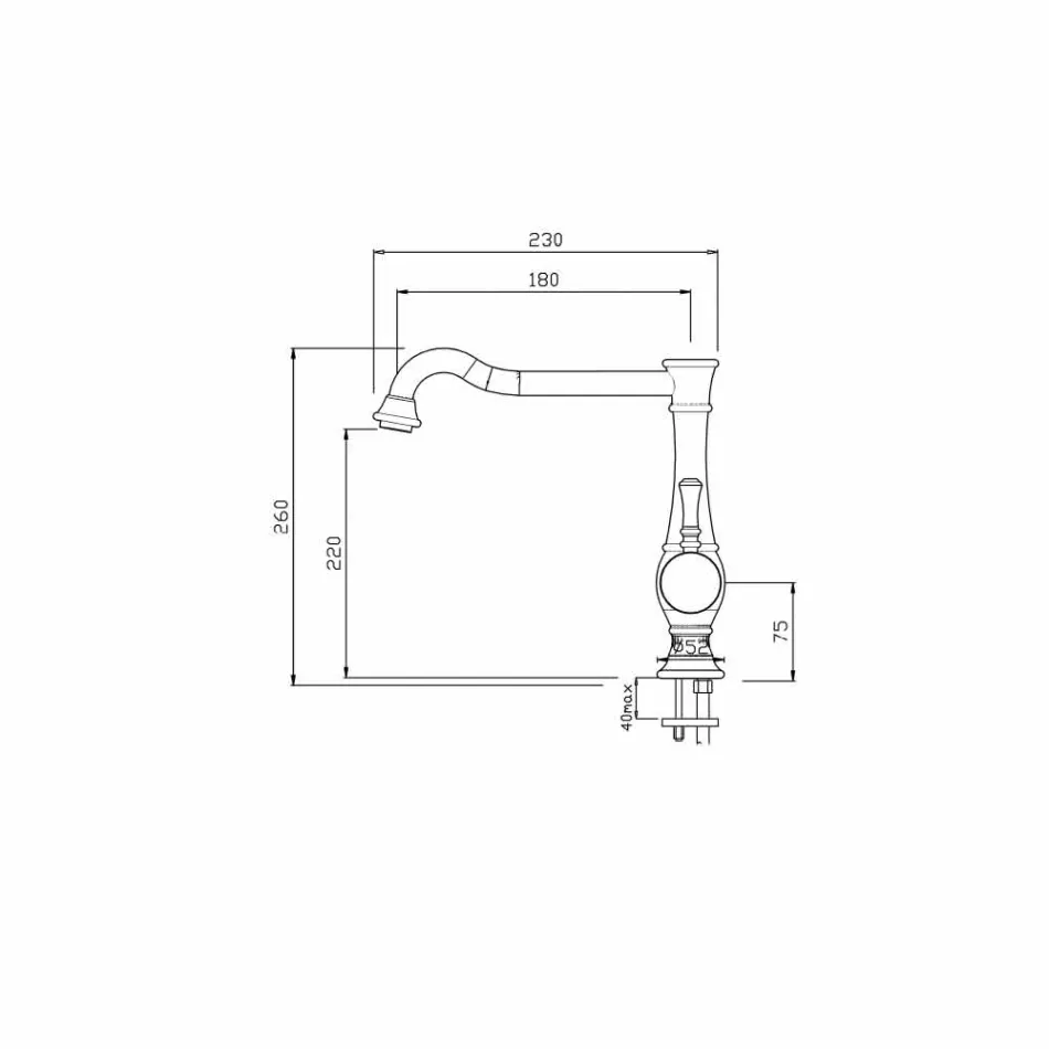 Misturador para lavatório com bico alto giratório Made in Italy - Neno Viadurini