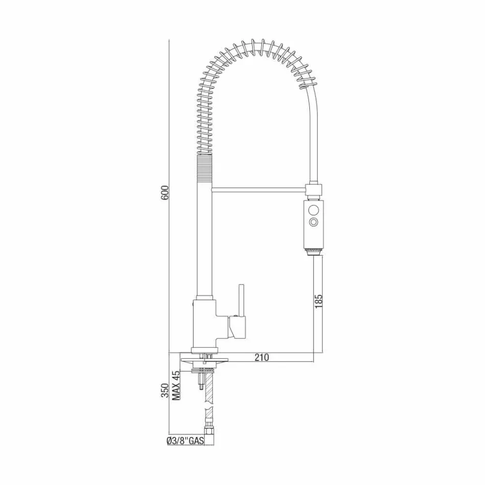 Misturador para pia de cozinha em latão com chuveiro de mão Made in Italy - Kalimo Viadurini