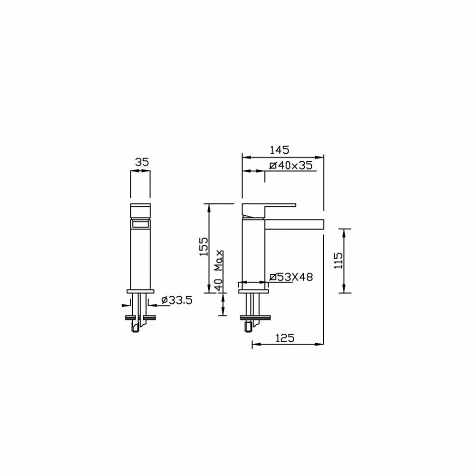 Misturador para lavatório de design sem ralo Made in Italy - Bibo Viadurini