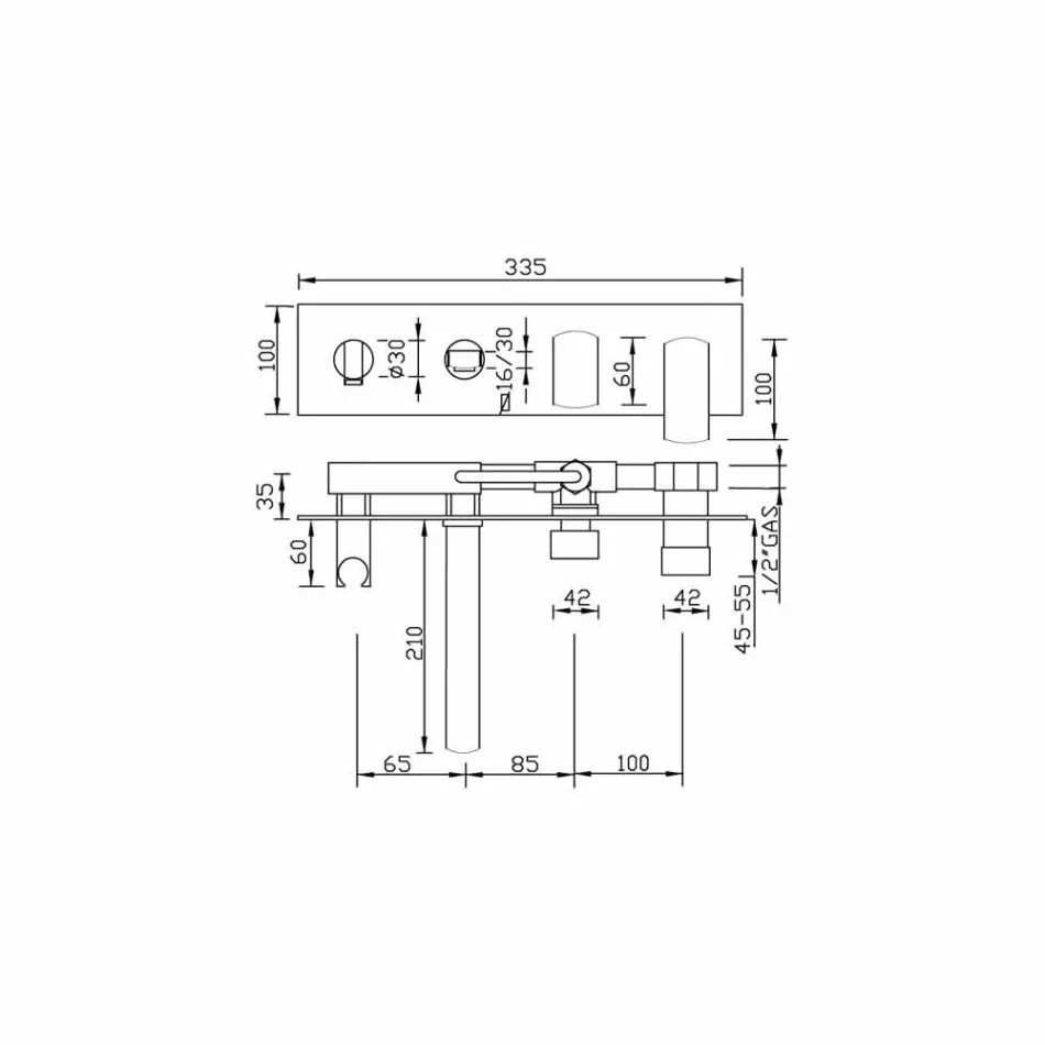 Misturador para banheira embutido com design moderno em latão fabricado na Itália - Sika Viadurini
