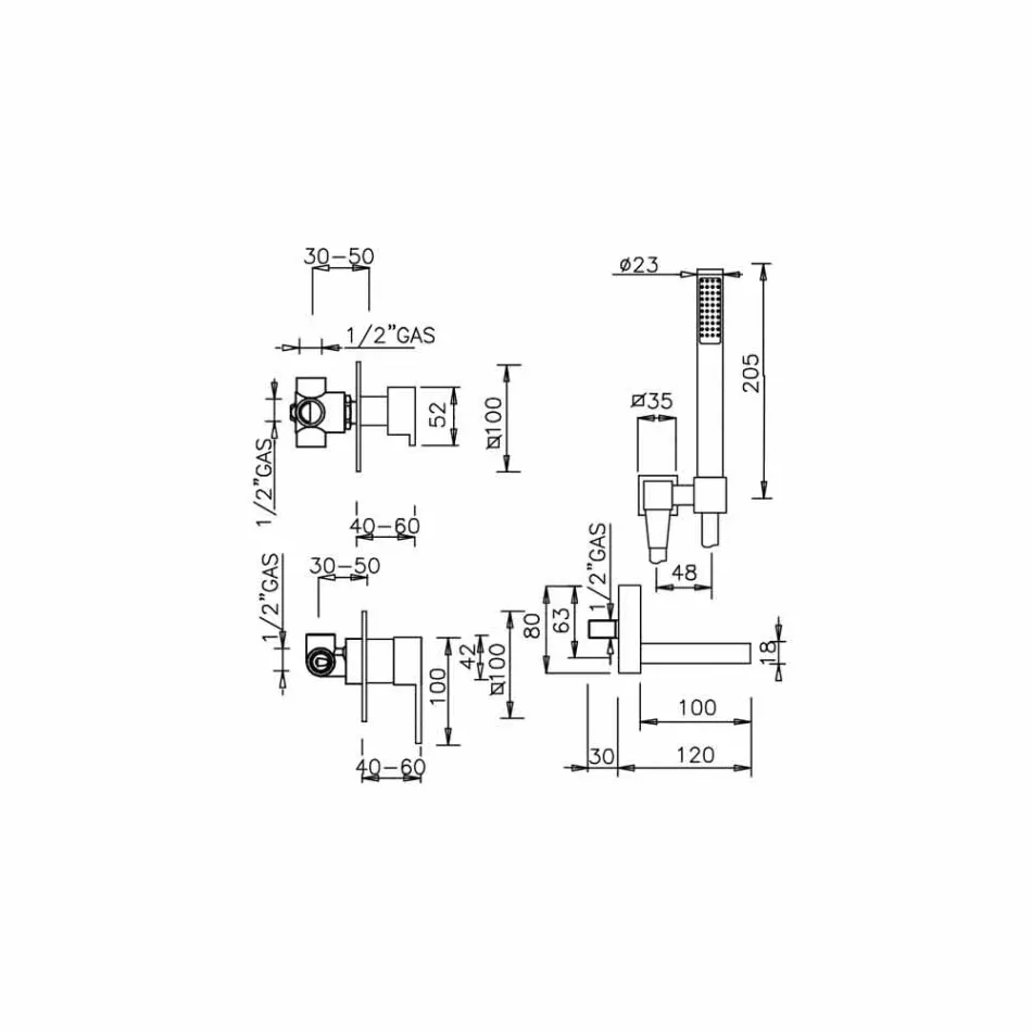 Misturador para banheira embutido Made in Italy Design - Panela Viadurini