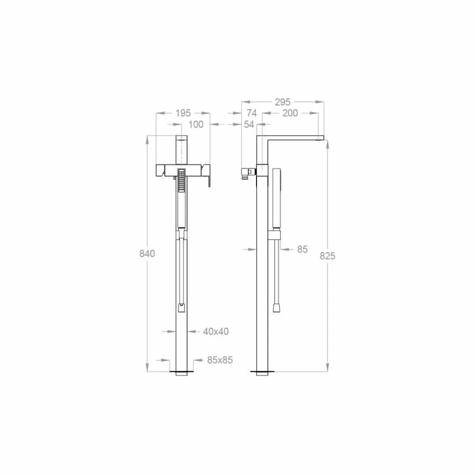 Misturador para banho de piso moderno feito na Itália - Pirio Viadurini