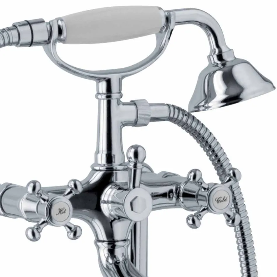 Misturador para banheira de piso com design clássico em latão Made in Italy - Lisca Viadurini