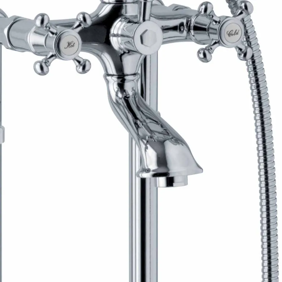 Misturador para banheira de piso com design clássico em latão Made in Italy - Lisca Viadurini