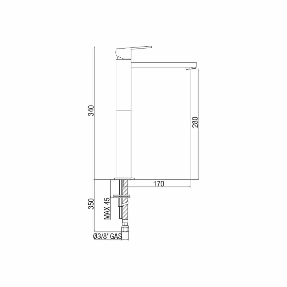Misturador de lavatório de banheiro estendido sem dreno feito na Itália - Medida Viadurini