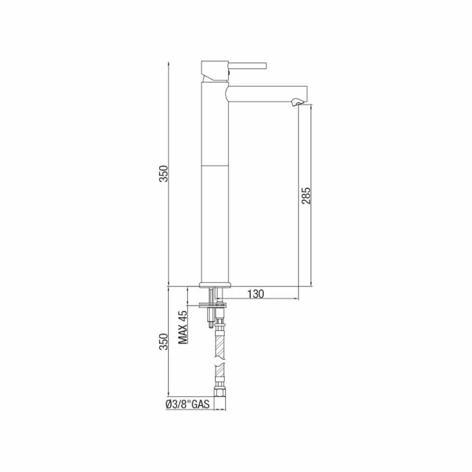 Misturador de bacia de latão estendido sem dreno feito na Itália - Ermia Viadurini