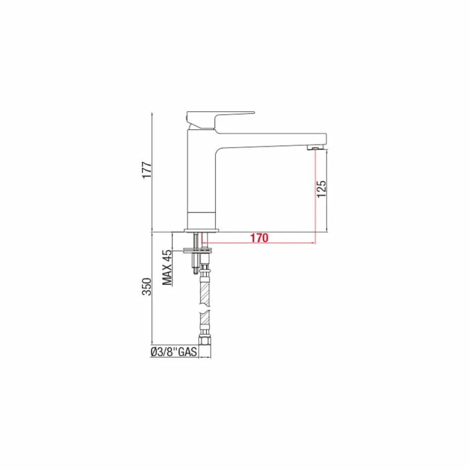Misturador Prolongado Sem Ralo para Lavatório em Latão Made in Italy - Sindra Viadurini