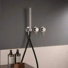 Misturador de banheira de embutir com 3 saídas em aço AISI 316L - Artigli Viadurini