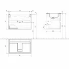 Gabinete Suspenso para Banheiro com Lavatório Integrado em 3 Dimensões - Marione Viadurini