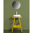 Móveis de banheiro de teca recuperada com tampo semicurvado amarelo - Raomi Viadurini