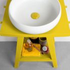 Móveis de banheiro de teca recuperada com tampo semicurvado amarelo - Raomi Viadurini