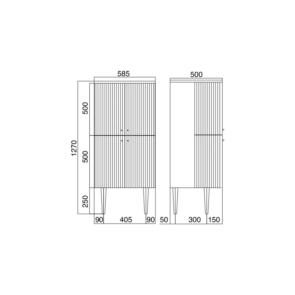 Armário de banheiro com quatro portas que fecham 3 prateleiras Made in Italy - Candy Viadurini