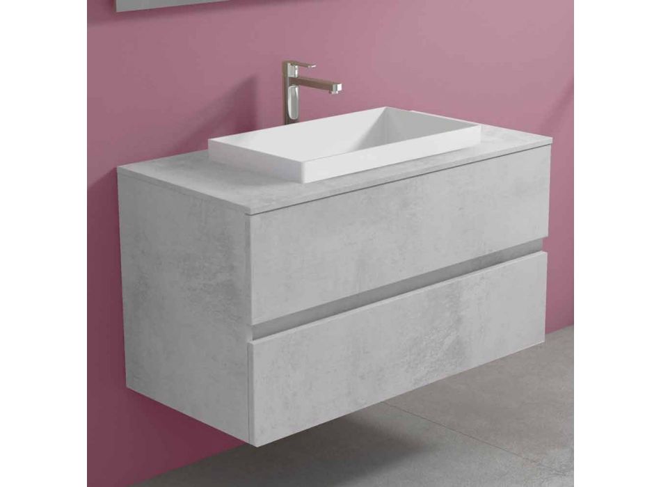 Móvel para casa de banho com lavatório embutido, design moderno suspenso - Casimira Viadurini