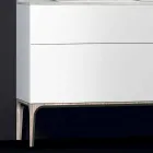 Armário de banheiro com pia moderna integrada Âmbar, resina e madeira laqueada Viadurini