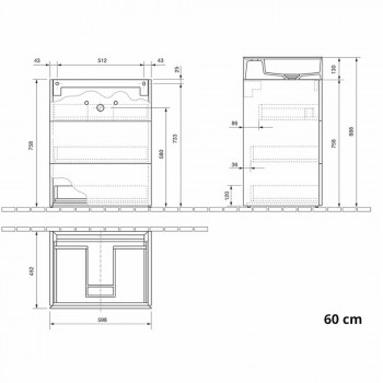 Armário de banheiro de piso laminado com design moderno e lavatório de resina - Pompeia