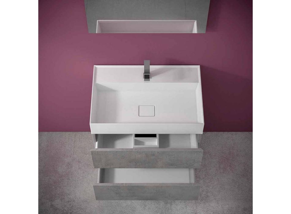 Armário de banheiro de piso laminado com design moderno e lavatório de resina - Pompeia Viadurini