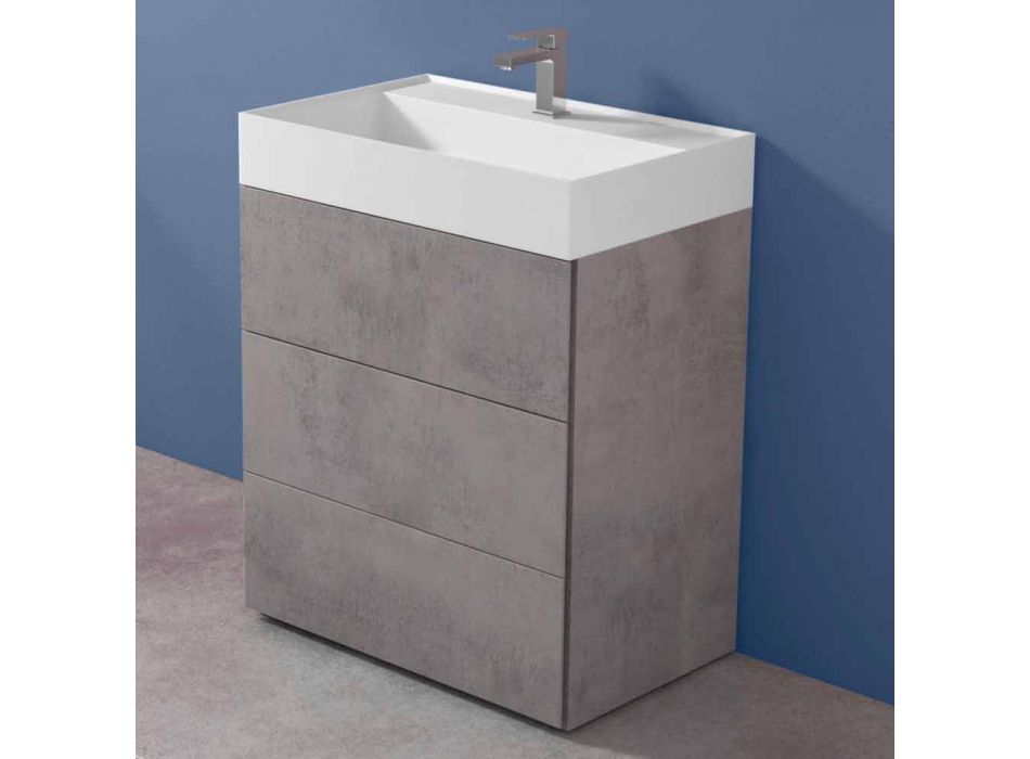 Armário de banheiro de piso laminado com design moderno e lavatório de resina - Pompeia Viadurini