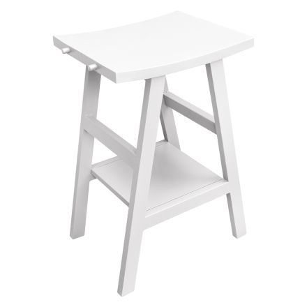 Armário de banheiro de design em teca natural com tampo e suporte branco fosco - Raomi Viadurini