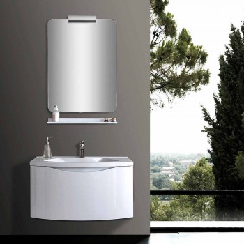 Armário de banheiro suspenso moderno com pia e espelho de design - Michele