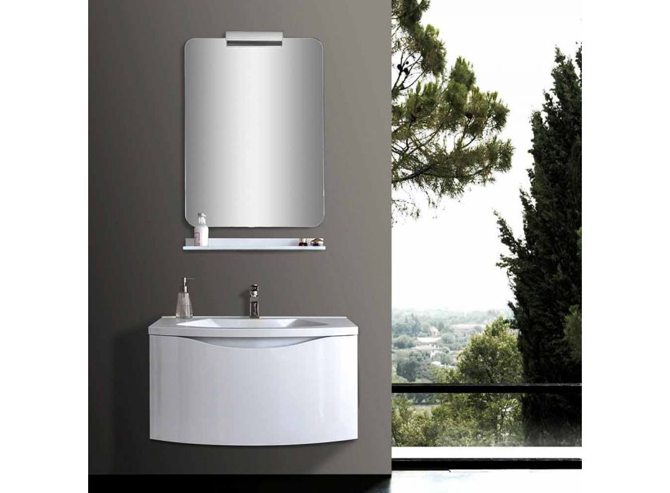 Armário de banheiro suspenso moderno com pia e espelho de design - Michele