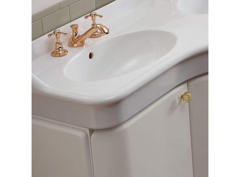 Armário de banheiro de cor única com lavatório de cerâmica branca - Candy Viadurini