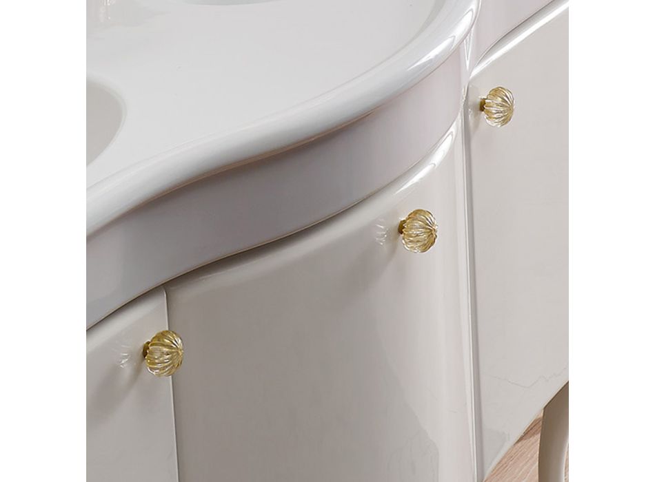 Armário de banheiro de cor única com lavatório de cerâmica branca - Candy Viadurini