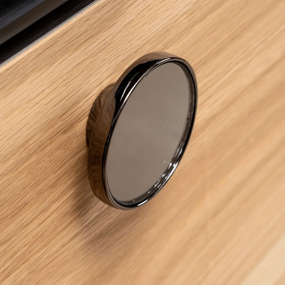 Móvel de banheiro suspenso de 100 cm em vidro temperado de 8 mm e carvalho europeu - Excelsior Viadurini