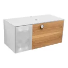 Móvel de banheiro suspenso de 100 cm em vidro temperado de 8 mm e carvalho europeu - Excelsior Viadurini