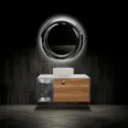 Móvel de banheiro suspenso de 100 cm em vidro temperado de 8 mm e carvalho europeu - Excelsior Viadurini