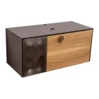 Móvel de banheiro suspenso de 100 cm em vidro temperado de 8 mm e carvalho europeu - Excelsior Viadurini