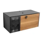 Móvel de banheiro suspenso de 100 cm em vidro temperado de 8 mm e carvalho europeu - Excelsior Viadurini