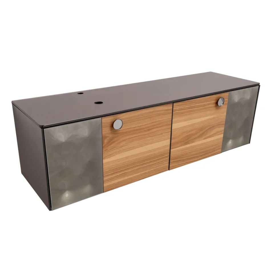 Móvel de banheiro suspenso de 160 cm em vidro temperado de 8 mm e carvalho europeu - Excelsior Viadurini