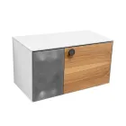 Móvel de banheiro suspenso de 80 cm em vidro temperado de 8 mm e carvalho europeu - Excelsior Viadurini