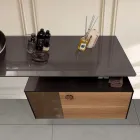 Móvel de banheiro suspenso de 80 cm em vidro temperado de 8 mm e carvalho europeu - Excelsior Viadurini