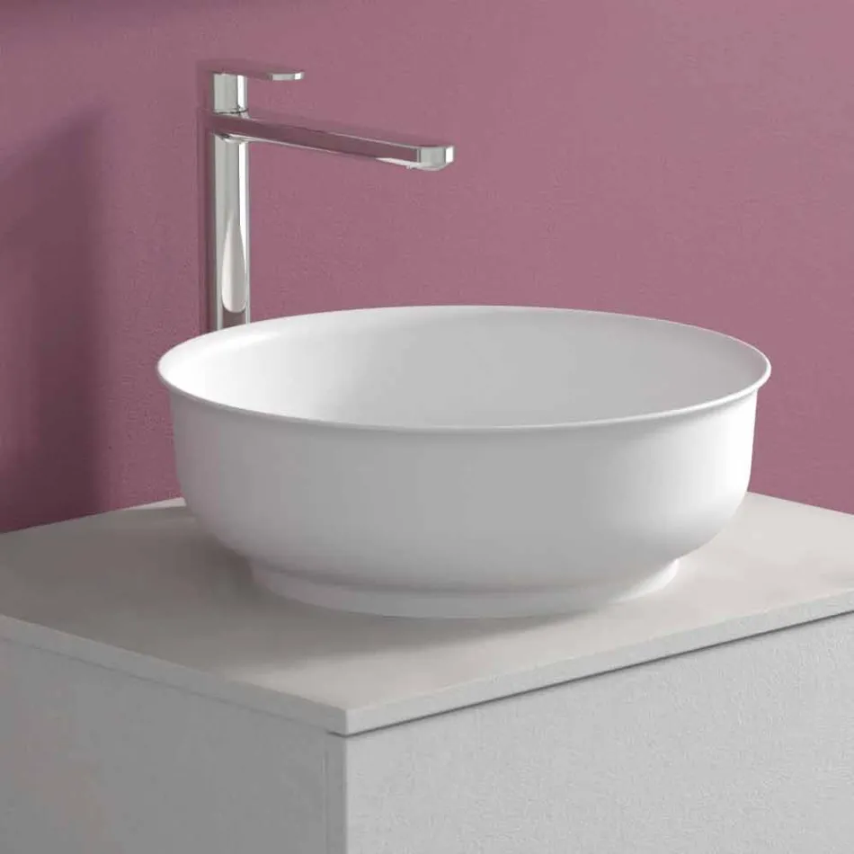 Gabinete de banheiro suspenso com lavatório redondo de bancada, design moderno - Dumbo Viadurini