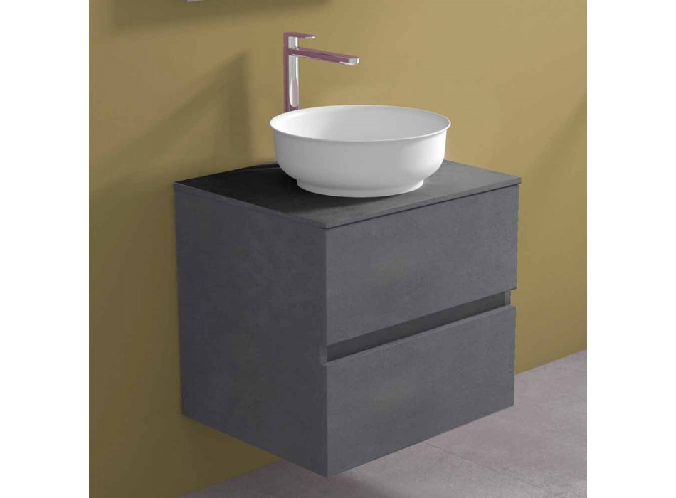 Gabinete de banheiro suspenso com lavatório redondo de bancada, design moderno - Dumbo Viadurini