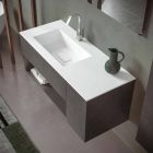 Gabinete de banheiro suspenso e lavatório integrado, design moderno em 4 acabamentos - Pistillo Viadurini