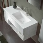 Gabinete de banheiro suspenso e lavatório integrado, design moderno em 4 acabamentos - Pistillo Viadurini