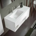 Gabinete de banheiro suspenso com lavatório integrado, design moderno, 4 acabamentos - Pistillo