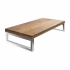 Gabinete de banheiro suspenso de teca com suporte para toalha de aço inoxidável - Saverno Viadurini