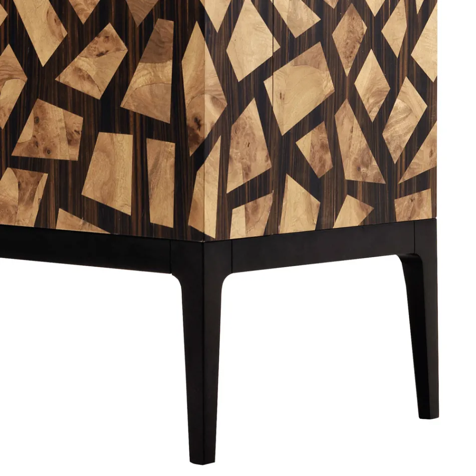 Gabinete de bar de design de 2 portas Grilli Zarafa feito de madeira de ébano na Itália Viadurini