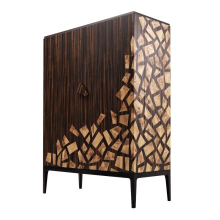 Gabinete de bar de design de 2 portas Grilli Zarafa feito de madeira de ébano na Itália Viadurini