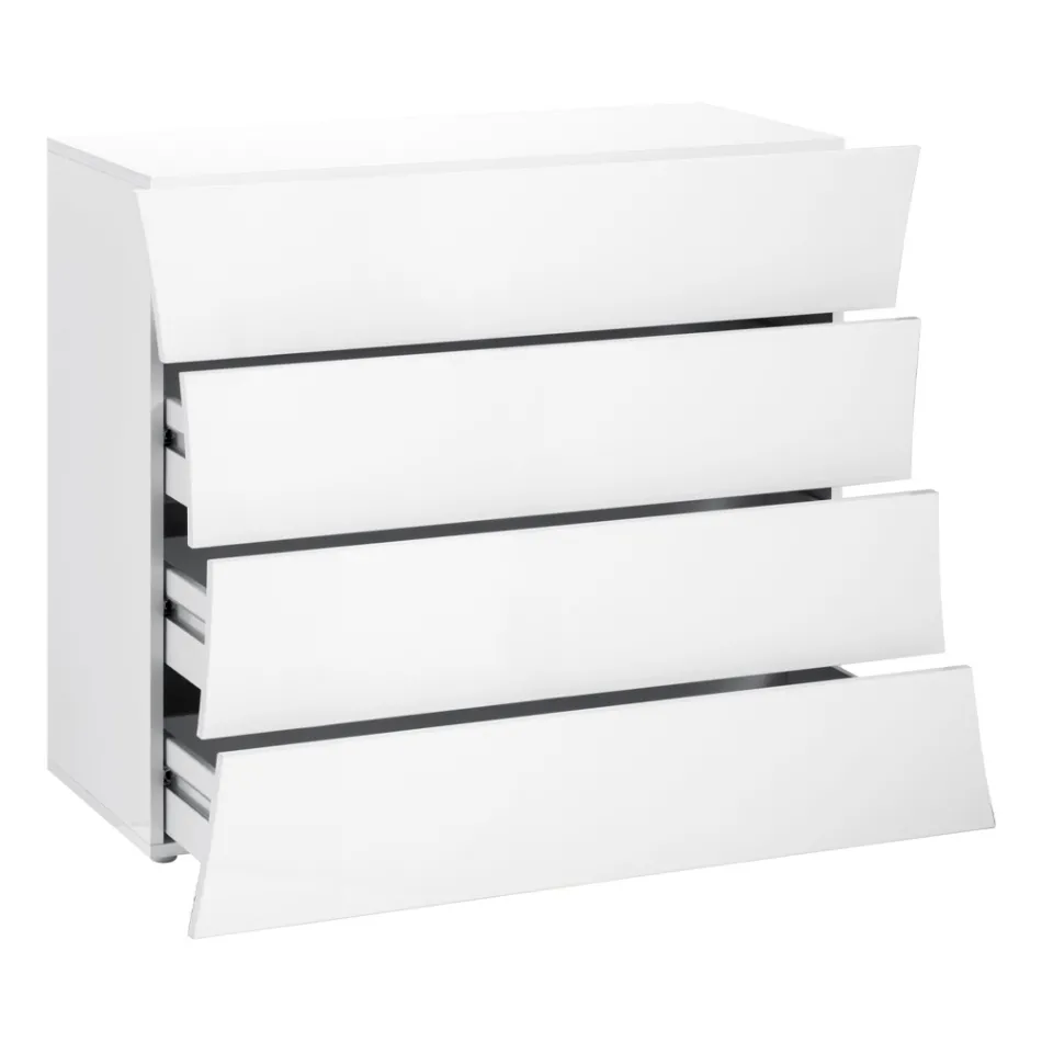 Mobile White Drawer 4 Drawers Design in Sustainable Wood - Sabine Viadurini