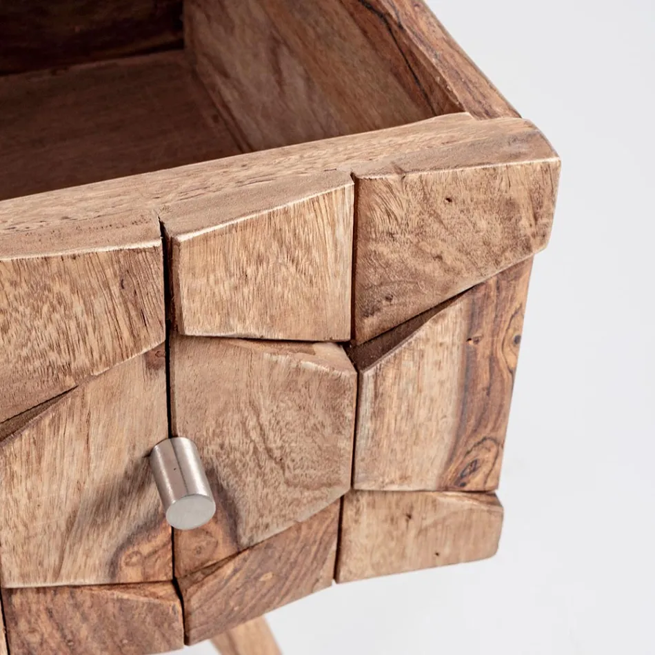 Cômoda de Madeira Design Sheesham 3 Gavetas Homemotion - Fregene Viadurini